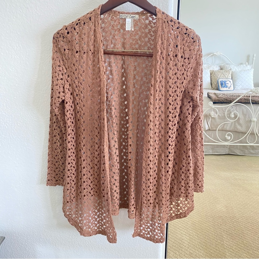 Women's Brown Boho Duster Cardigan with Belle Sleeves Size Medium